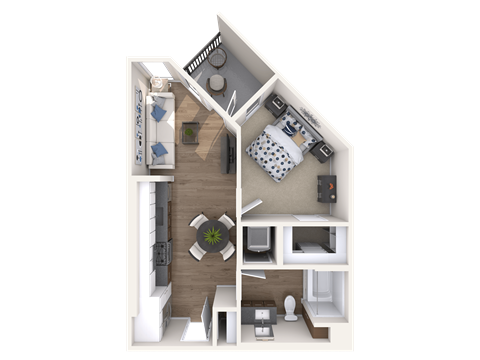 Floor plan for 1 bed, 1 bath, 547 sqft